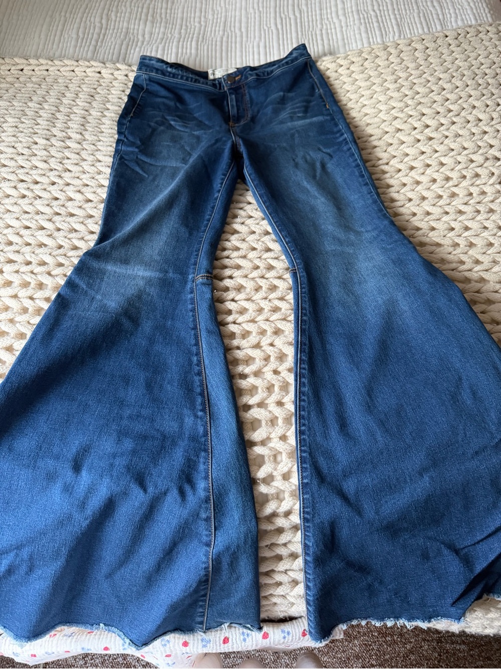 Free People Dark Blue Wide Leg Flare Jeans